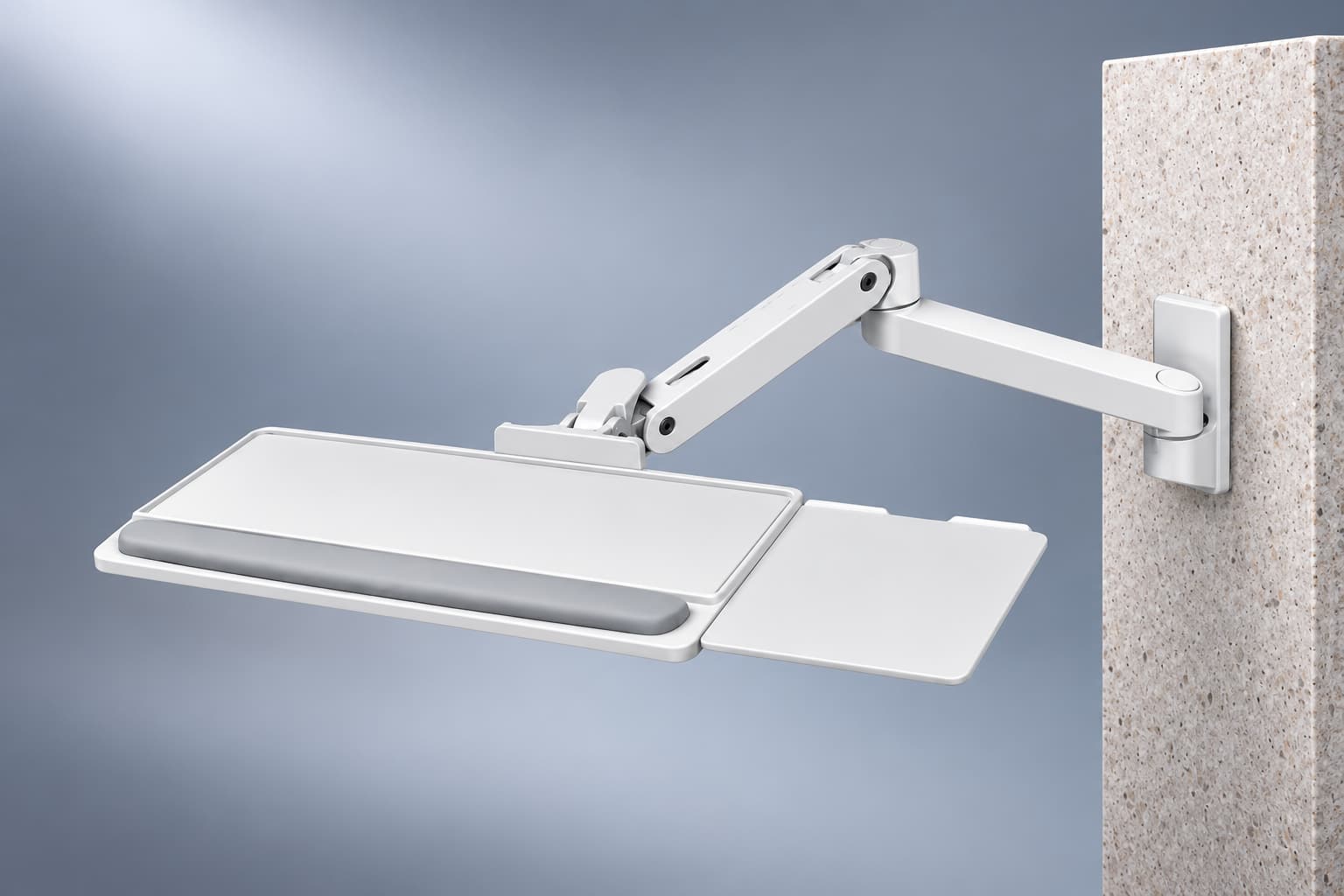 Ergotron LX Pro Wall Keyboard Arm, vue de face en studio.