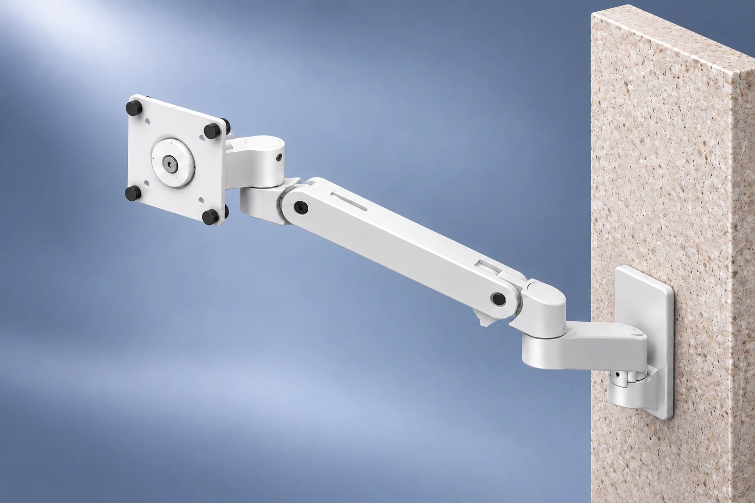 Ergotron LX Pro Wall Monitor Arm, vue trois quarts en studio.