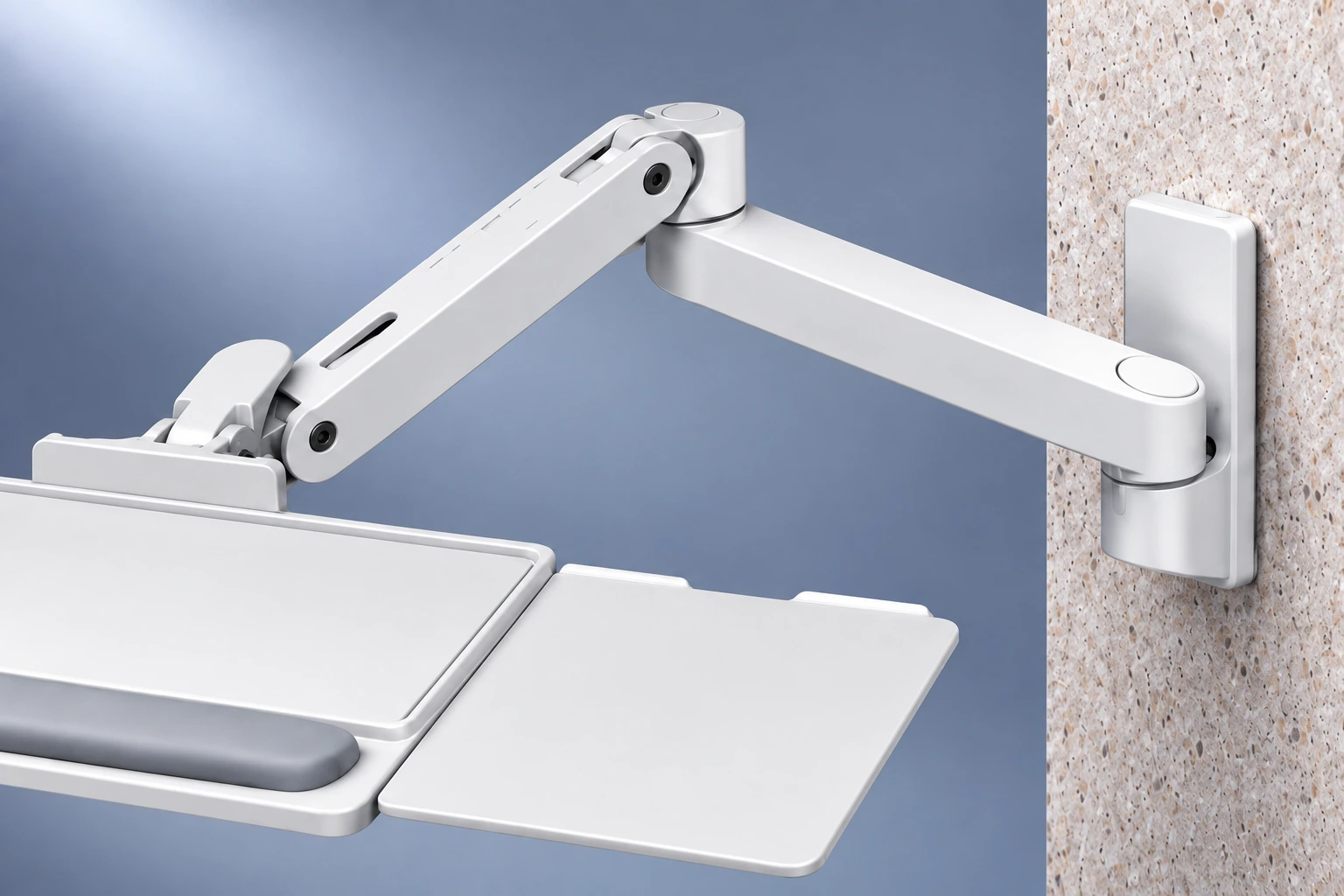 Ergotron LX Pro Wall Keyboard Arm, détail du produit en studio.