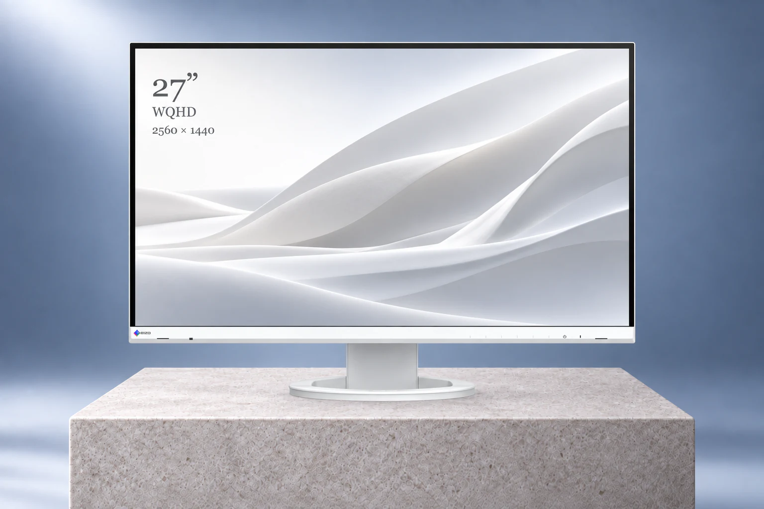 EIZO FlexScan EV2720S · blanc, vue de face en studio.
